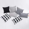 30X50/45X45cm Black Yarn Dyed Cotton Linen Tasselled Cushion Cover Hot Plaid Stripes Geometry Pillowcase Decorativos Para
