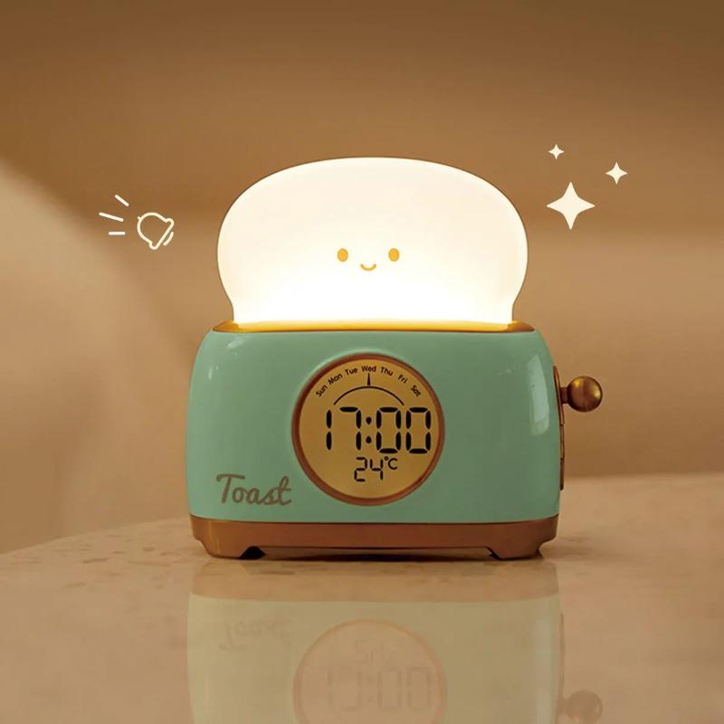 Night Light Alarm Clock Wake Up LED Nightlight Creative Cute Bedroom Bedside Electronic Desktop Clocks with Temperature Display