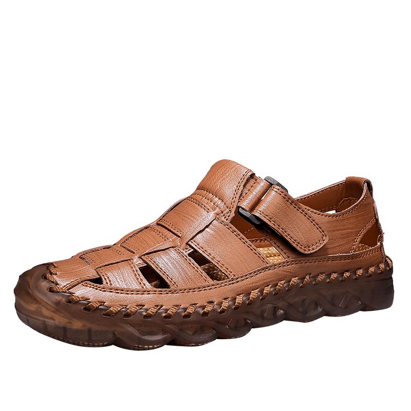 Fashion Men's Casual Summer New Style Genuine Leather Sandals With Non-Slip Big Size 48 Outsole Beef Tendon Breathable Beach Shoes