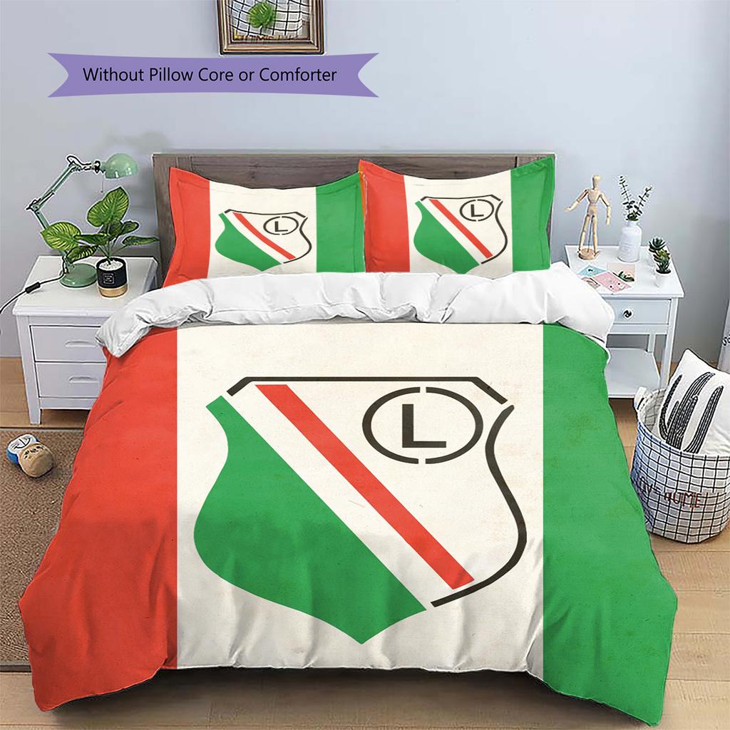 Legia Warsaw Pattern Bedding Quilt Set Home Decoration Gift (1 * Duvet Cover + 2 * Pillowcase Without Core)