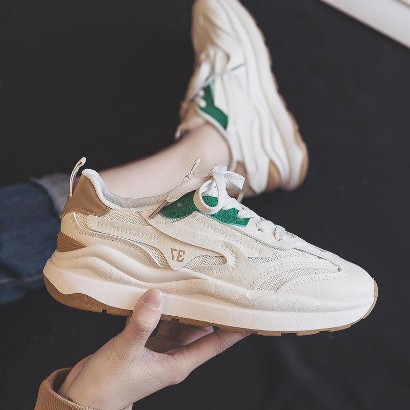 Spring and Autumn New Thick Soled Casual Shoes Women's Fashion Sports Shoes Anti Slip and Wear Resistant White Shoes