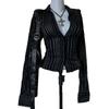 French Style Slim Fit Striped Long Sleeve Shirt
