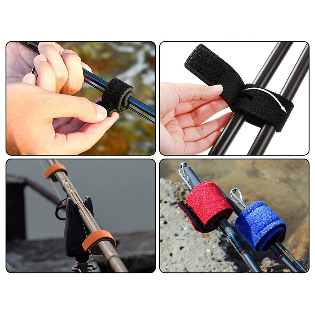 6Pcs Fishing Rod Belt Stretchy Fishing Rod Wrap Strap Elastic Rod Ties Fishing Rod Straps Adjustable Fishing Rod Ties