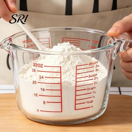 Powder Measuring Cup 1L Glass with Handle Spout Precise Scale Heat Kitchen Resistant Cooking Baking Liquid Flour Measurement Gadgets