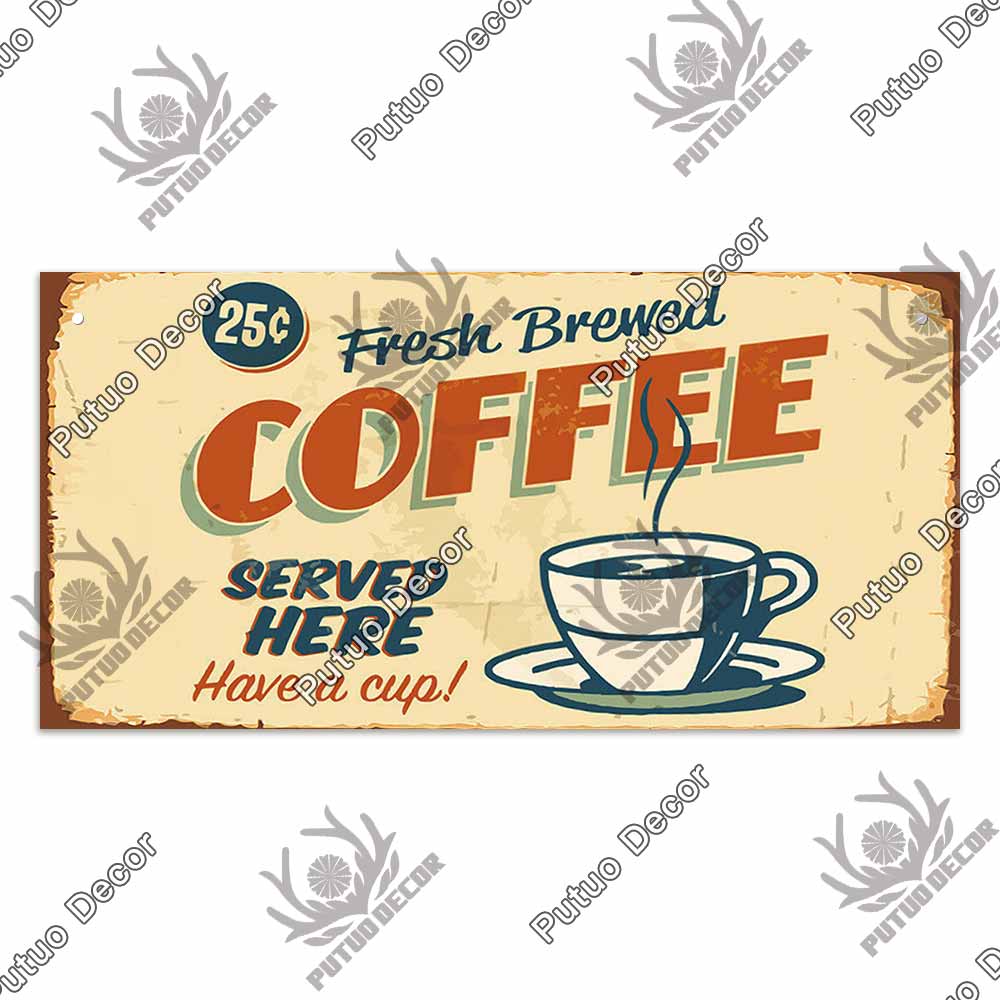 Coffee Metal Hanging Signs Decorative Plaques Door Aluminum Plaque In Home Decor Cafe Kitchen Hanging Home Decor