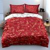 Red Bedding Set with Love Design Bedding Duvet Cover Set Duvet Cover Pillowcases (1 * Duvet Cover 2 * Pillowcases, without duvet insert)