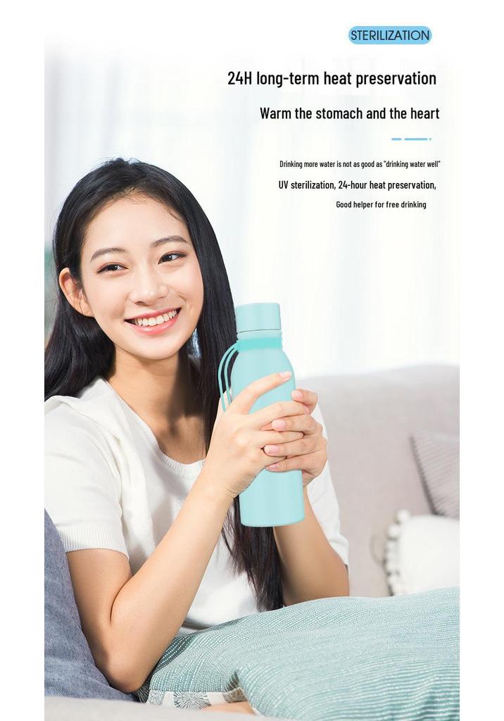 Smart UV Disinfection Stainless Steel Insulated Sports Kettle with Temperature Measurement