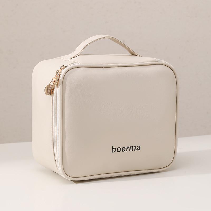 Elegant Pu Cosmetic Bag With Multiple Compartments For Travel And Home Use