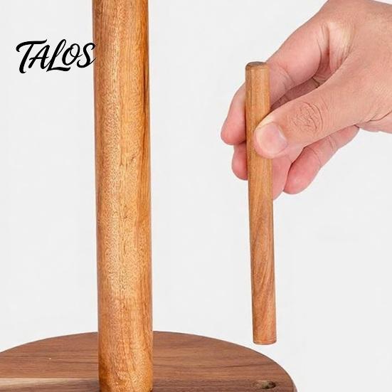 Talos Wooden Paper Towel Holder, One-Handed Operation Dispenser, Freestanding Countertop for Kitchen Bathroom
