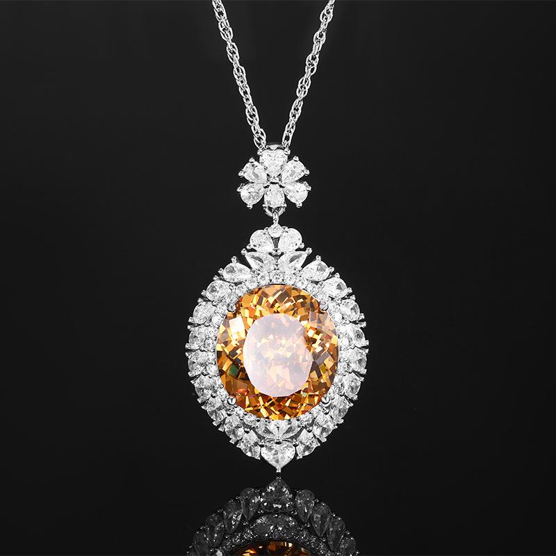 Jewelry Copper Bottom Gold-Plated Simulation Bird'S Nest Cut Egg-Shaped Light Luxury Large Pendant Main Stone 18 * 20