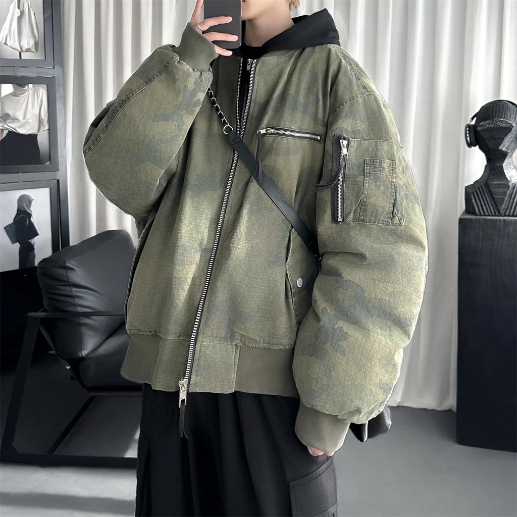 High Street Men's Jackets Men Hooded Patchwork Parkas Autumn Winter Men Camouflage Cotton Padded Jacket Male Loose Short Coats