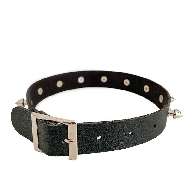 Harajuku Nieten Punk Choker Halskette aus PU-Leder