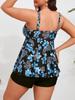 European American Plus Size High-Waisted Skirt Tankini Swimsuit - Slimming Tummy Cover
