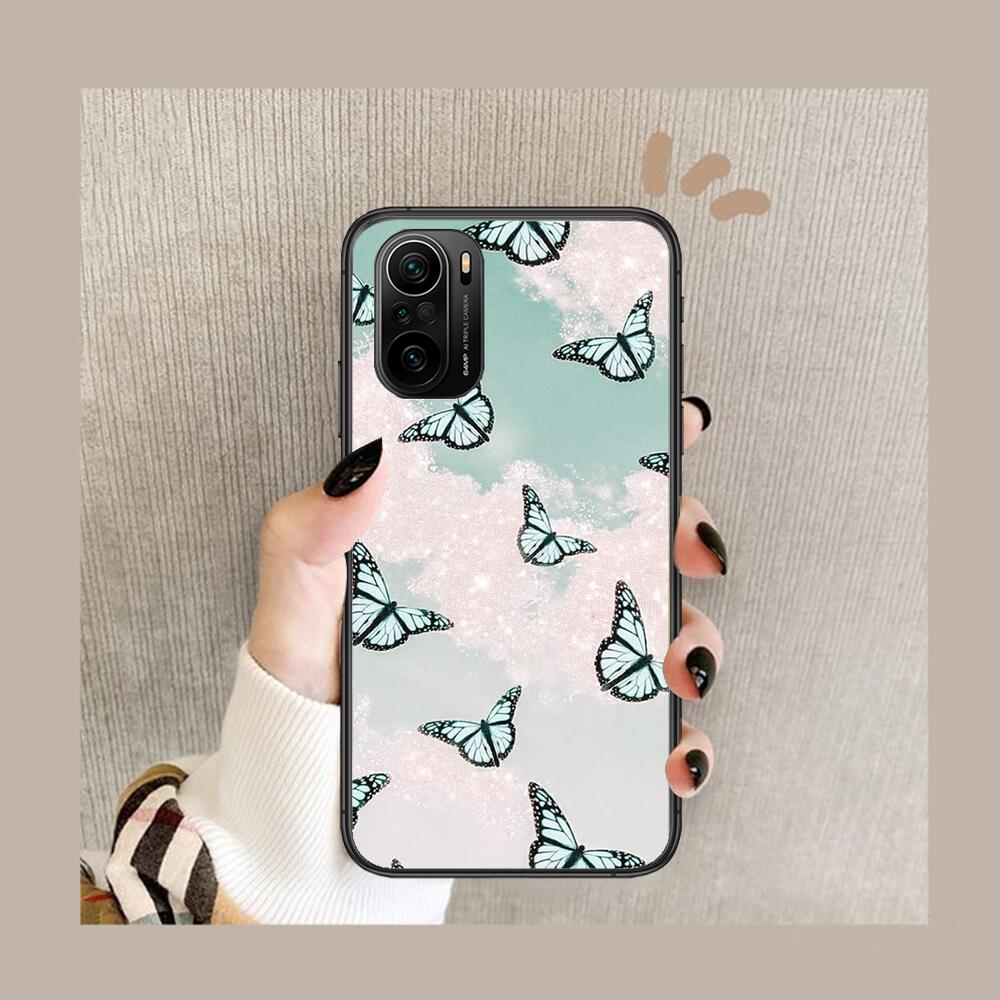 Beautiful Butterfly Pattern Phone Case For Xiaomi Redmi POCO F1 F2 F3 X3 Pro M3 9C 10T Lite NFC Black Cover Silicone Back Prett