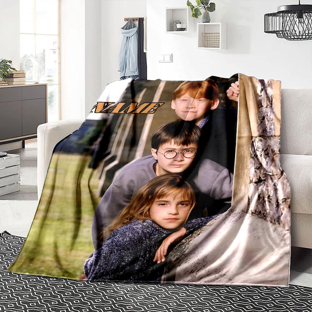 Custom Name Hufflepuff Pride Crest blanket for Couch & Bed, Plush Cozy Fuzzy Blanket Super Soft & Warm Blankets for Fall and Winter. 090875