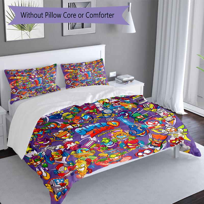 3pcs Superthings pattern bedding set duvet cover set includes duvet cover &pillowcases, perfect all season bedroom decoration & gift