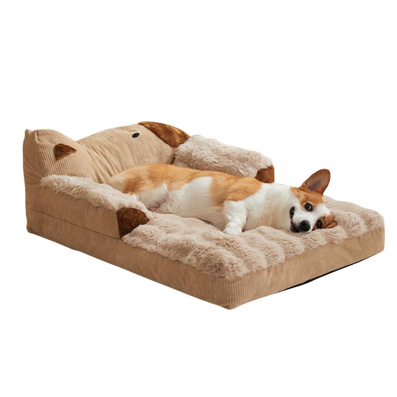 Winter Dog Cat Bedding Removable Cover Pet Sofa Bed Washable Thermal Insulation Cushion Anti Slip Bottom Chew Resistant Durable Pet Furniture