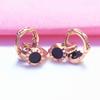 Color Gold High-Value Black Stone Earrings Design Pure Purple Gold Niche Rose Gold Plated Earrings