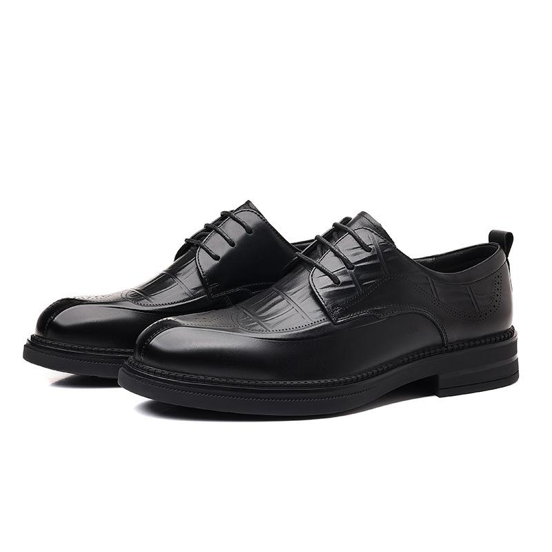 Strictly Selected Men's Shoes Embossed First Layer Cowhide Lace-up Handmade Genuine Leather Men's British Casual Business Dress Leather Shoes Men