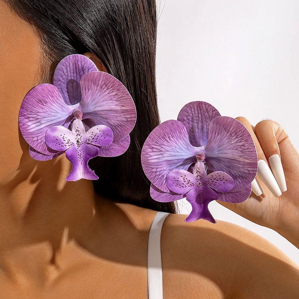 Exaggerated Butterfly Orchid Earrings Simulated Flower Flower Drop Earrings Flower Earrings  Women