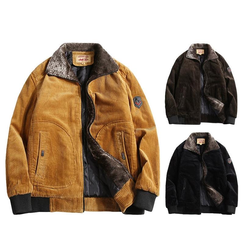 

Winter Corduroy Men s Cotton Coat Stand Collar Casual Cotton Jacket Top Warm Cotton Jacket 6XL чорний