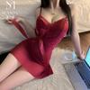 Underwear New Sexy Mesh Perspective Temptation Strap Sexy Sleeping Dress Elegant Fashion Sexy Korean Women Tank Mini Dress 645P