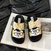 Fashion versatile cute cat cat thick bottom one-word drag female summer bow girl wear flat bottom slippers cool slippers
