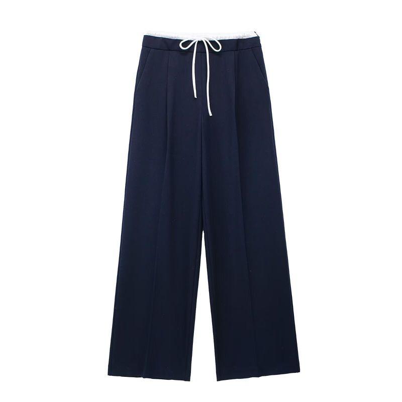 Kaslead Casual Easiest for Match Double Layer Waist Wide Leg Pants