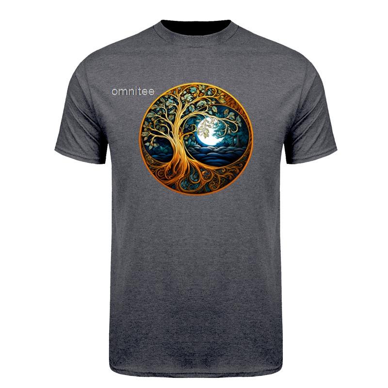 New Design Tree of Life Yin Yang TShirt Short Sleeve Streetwear Tee Cotton Loose Oversized T Shirt HJ043
