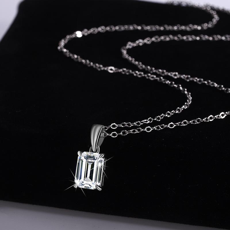 

1-2ct Moissanite Tennis Necklace for Woman Wedding Jewely with Certificate 925 Sterling Sliver Plated 18k White Gold Necklace Moissanite&1ct(5x7mm)