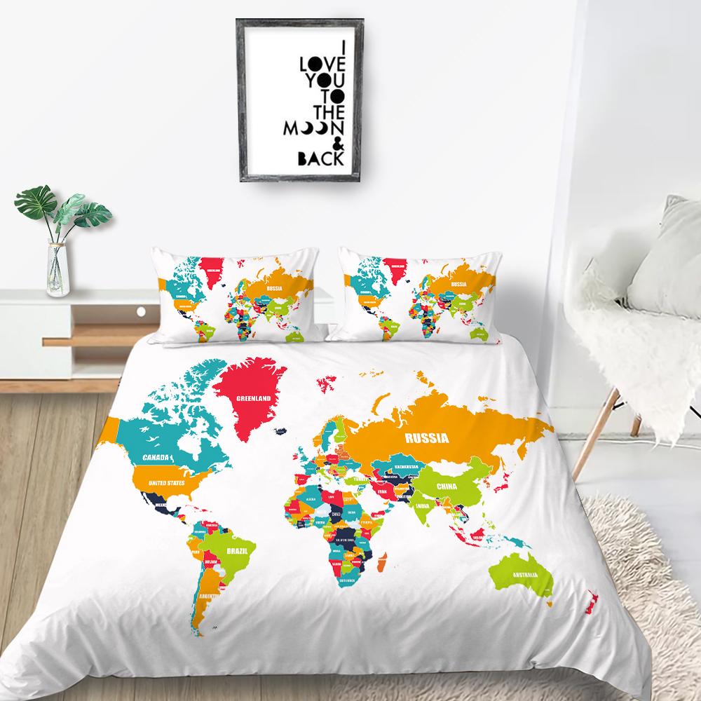 Nová móda Módní styl Sada povlečení Jedinečný design Sada povlaku na přikrývku Chlapci Dospívající King Queen Size Luxusní ložní prádlo Oblek Mapa Ložní soupravy