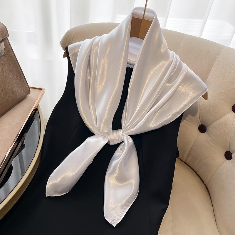 Solid Color Fashion Elegent Shawl Square Scarf For Women Summer Sun Protection Hijab Neckerchief Female Wraps Bandana