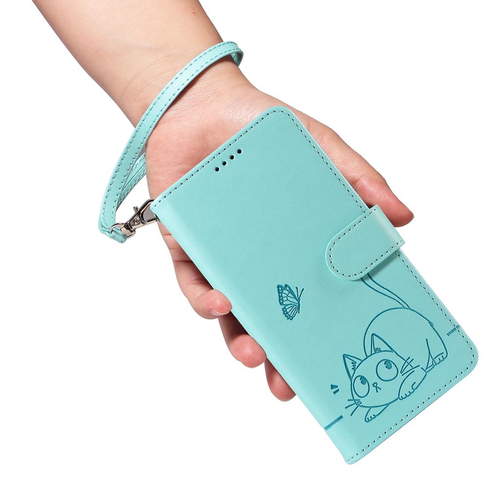 Magnetic Card Solt Wallet Leather Embossed Little Cat Phone Case For OPPO Reno 13 14 15 13F Find X8 Pro Flip Bag Pocket Cover
