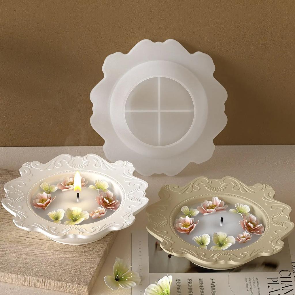Round Cement Tray Silicone Mold DIY Handmade Round Storage Plate Molds Plaster Concrete Resin Coaster Casting Mould Home Decor