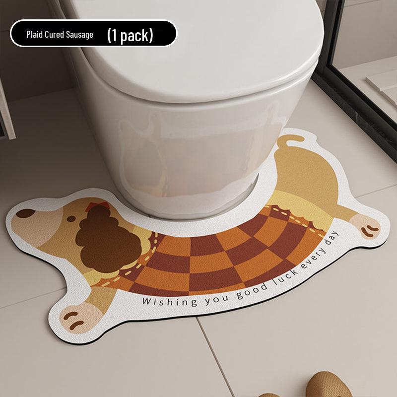 Dackel Cartoon U-förmige Rutschfeste Schnelltrocknende Badematte