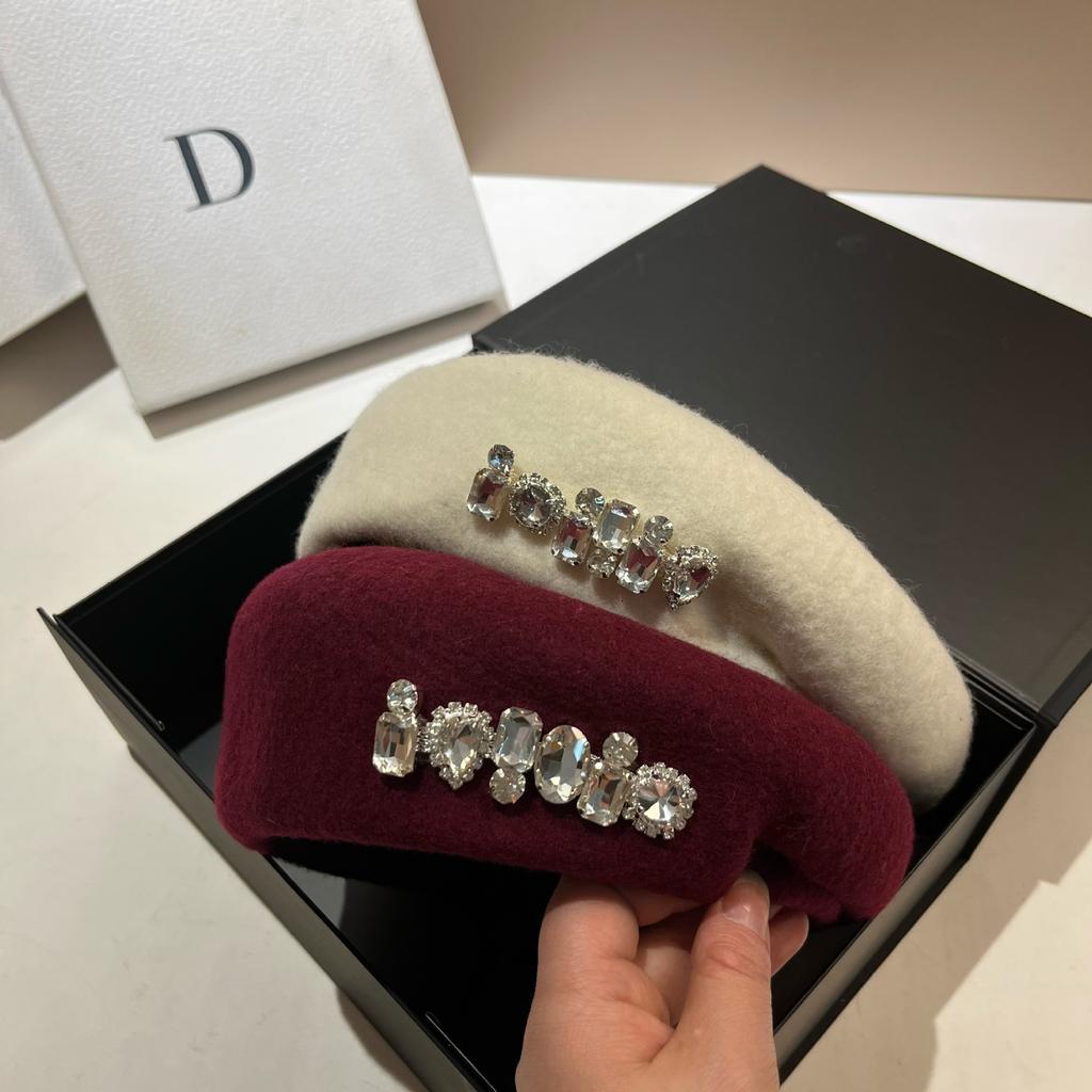 Japanese Irregular Wool Beret Light Luxury Rhinestone Three-Dimensional Bud Hat Temperament Painter Hat