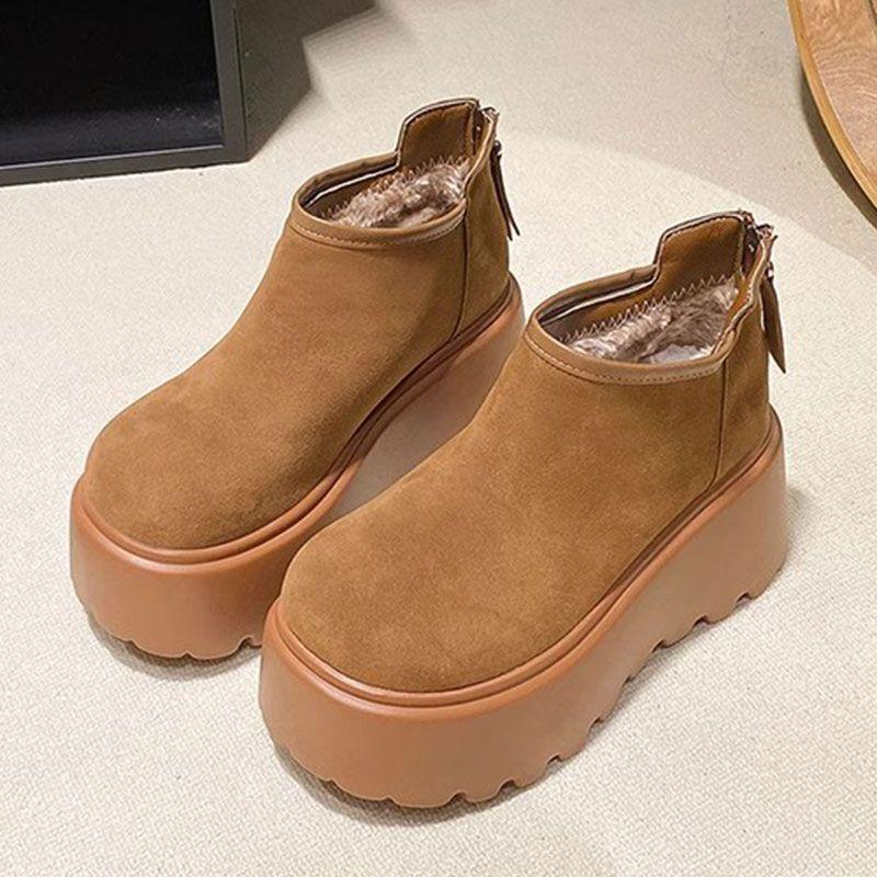 

Retro suede thick-soled snow boots for women in the winter of 2025, new small height-increasing velvet warm bread cotton shoes 35