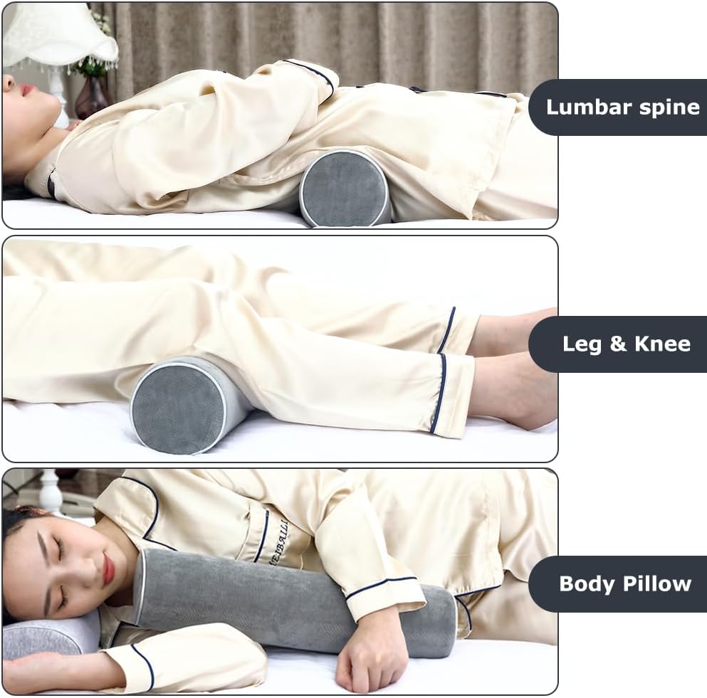 Oxsaytee Cervical Neck Roll Memory Foam Pillow Cylinder Bolster for Cervical Support Orthopedic Pillow Neck Support Bed Pillow for Shoulder