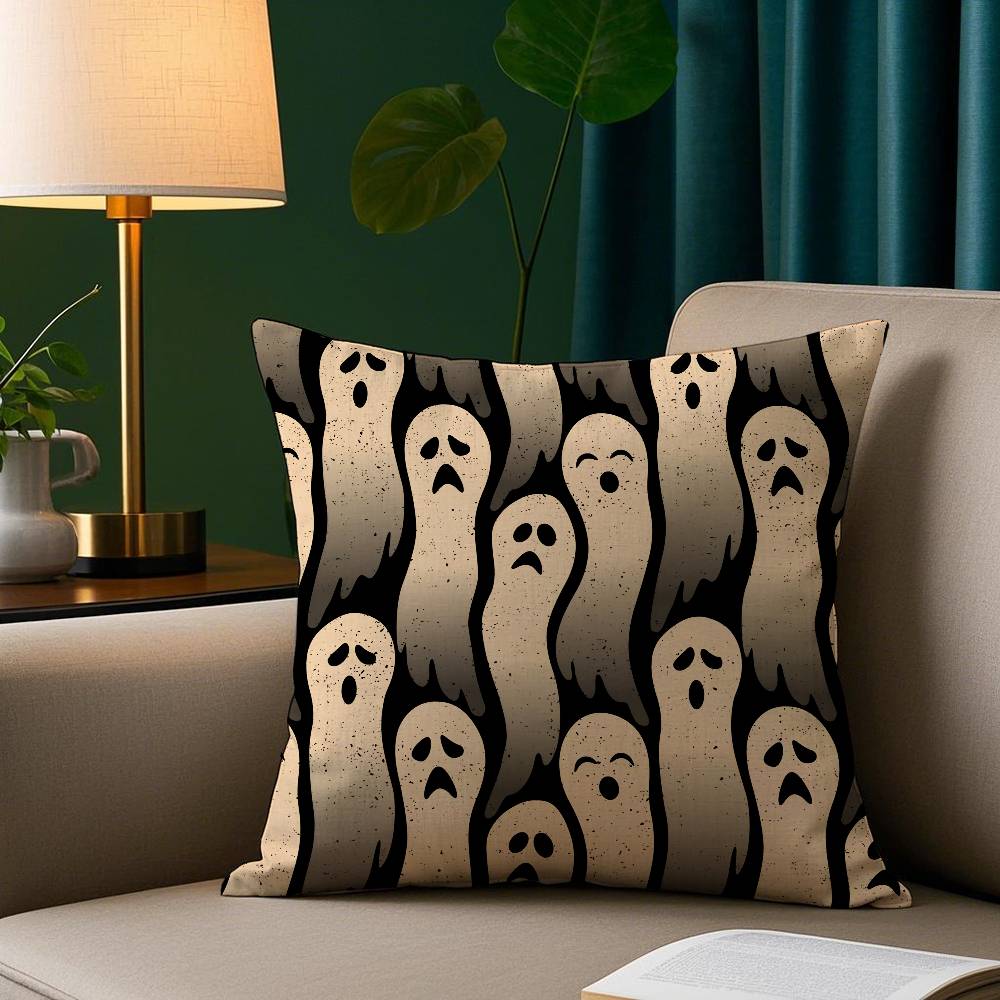 Halloween Ghost Cute Pillow Case Plush Fabric Soft Pillowcase Double Sided Print Sofa Cushion Cover Throw