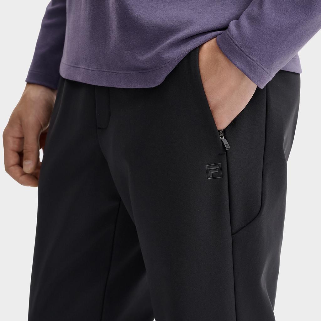 FILA White Classic Micro Cone Fashion Commuting Versatile Fleece Warm Comfortable Knitted Casual Pants Men bottoms Black F11M543605FBK