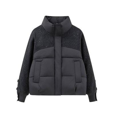 Women's Wool Blend Down Jacket Thick Winter Short Thick Coat