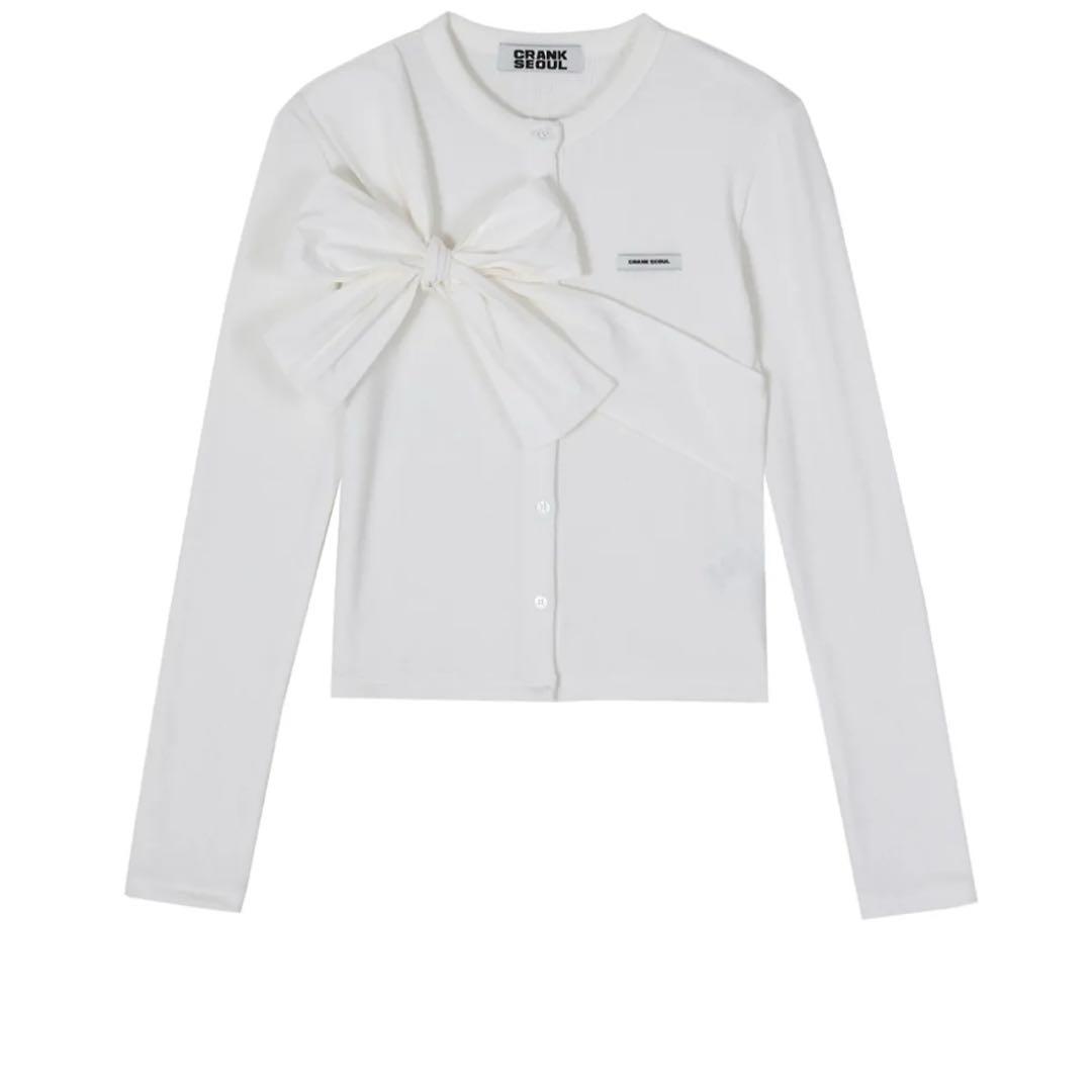 

[USED] CRANK ribbon knit cardigan, white