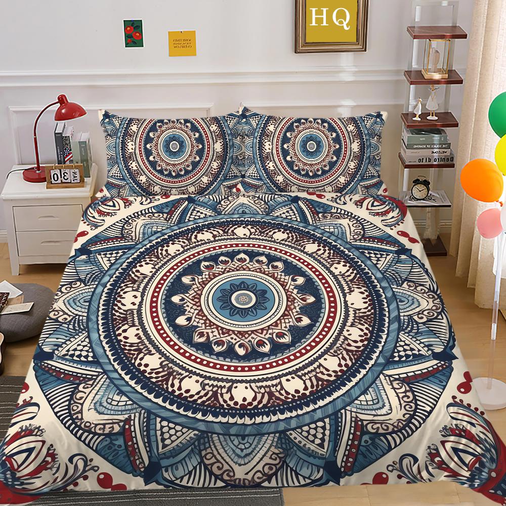 Set cuvertură pilote cu imprimeu Datura Bărbat Femeie Husă de pat Costum Queen Size Poliester Moale Textile pentru Casă