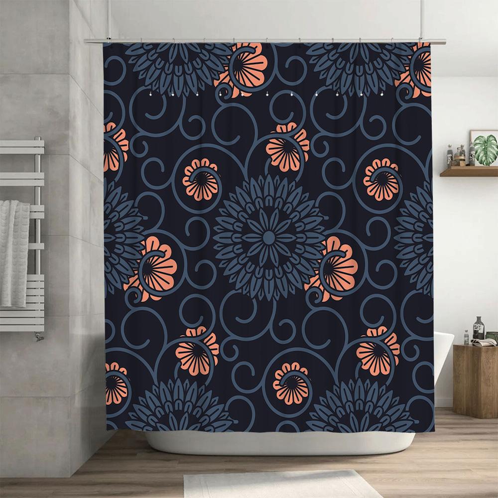 Blumenmuster Duschvorhang Dekor Wasserdicht Badezimmer Stoff Wandbehang Heimdekoration In Verschiedenen Farben Blaues Blumenmuster