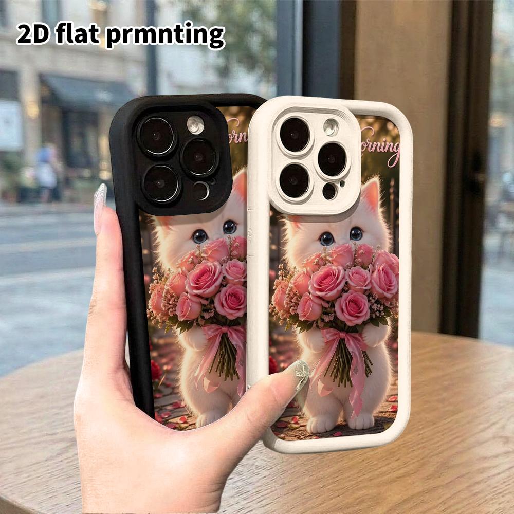 Phone case: 2D flat, suitable for iPhone 18 17 16 15 14 13 Pro protective case, good morning greetings, perfect Christmas and Halloween holiday gift