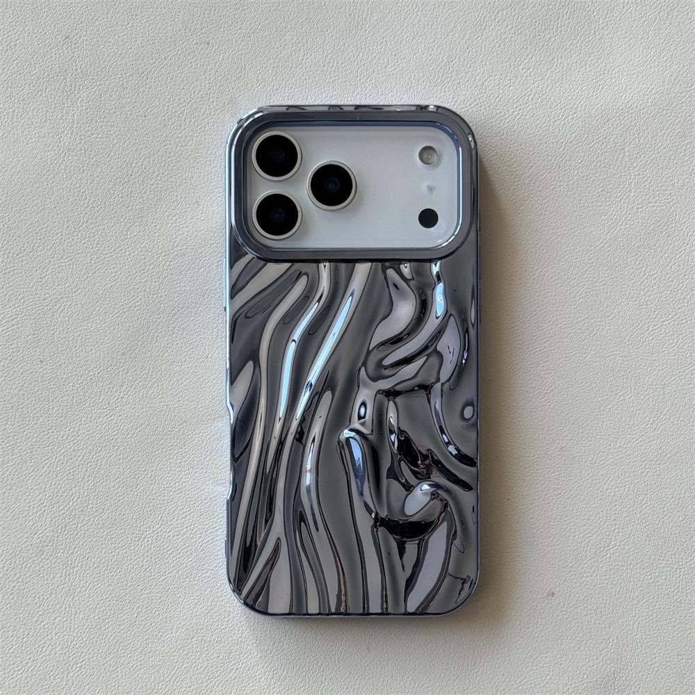 Electroplate 3D Solid Phone Case for Iphone 17 Air 16E 16 15 14 13 12 11 Pro Max Water Ripple Shockproof Tpu Soft Cover