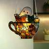 Colorful Shadow Window Suncatcher for Halloween Featuring Acrylic Ghost Reading Design