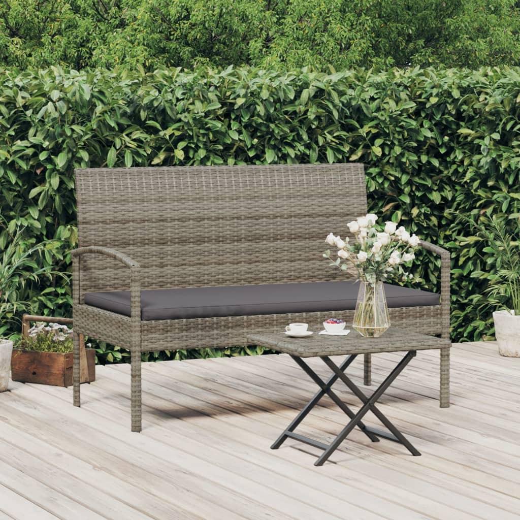 Vidaxl Ławka Ogrodowa Z Poduszką, Szara, 105 Cm, Polirattan