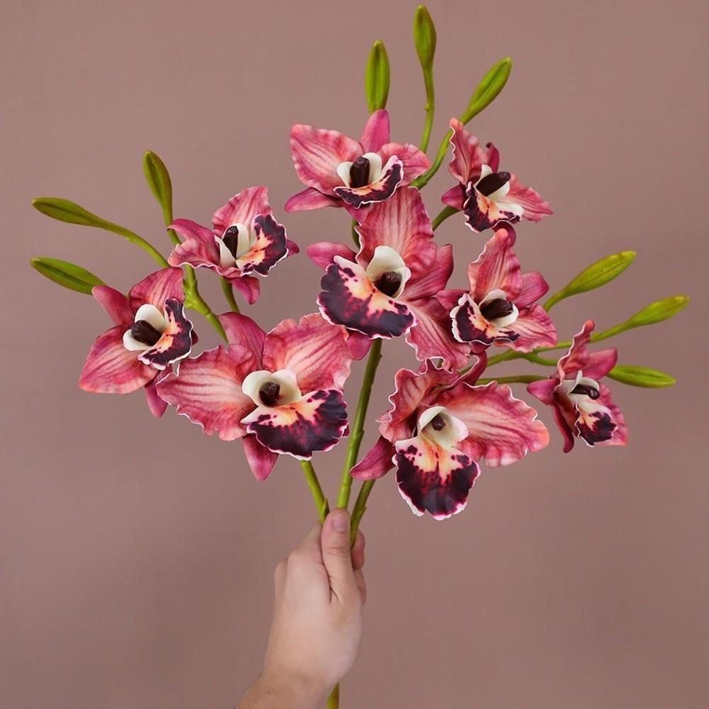 Echte Berührung Cattleya Orchideenstiel Lebensechte Optik Cymbidium Orchideen-Zweig Hochzeit