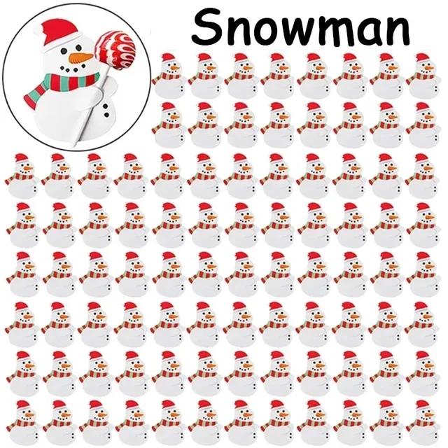1000/25PCS Christmas Lollipop Paper Cards Cartoon Santa Claus Penguin Snowman Candy Package Wrapping Card New Year Party Decor